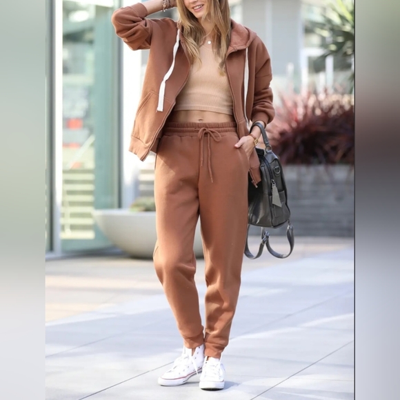 NEW! FABULOUS Dark Olive Fleece Zipper Hoodie Jacket & Jogger Pants 2PC … - Picture 3 of 9